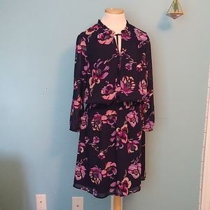J. Crew navy floral flowy dress size L